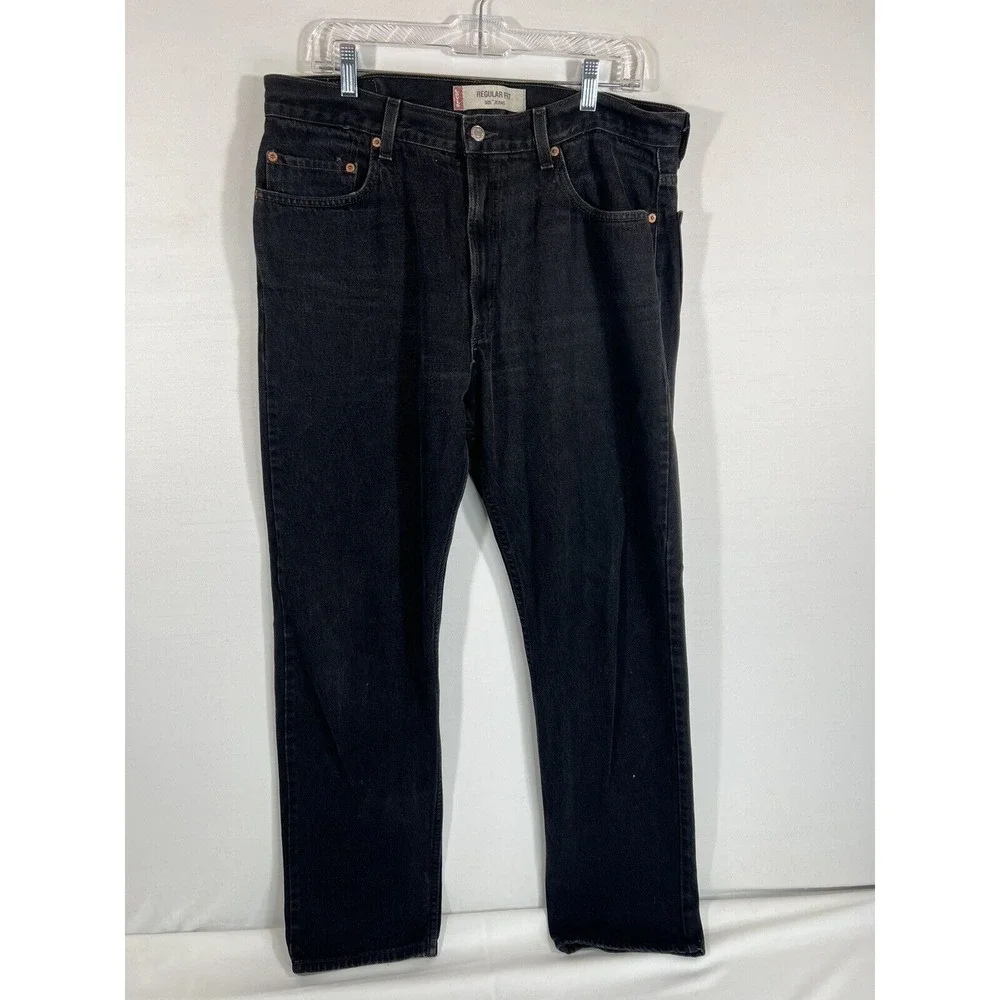 Levis 505 Mens Jeans 36x34 Black Regular Fit Red Tab‎ Denim